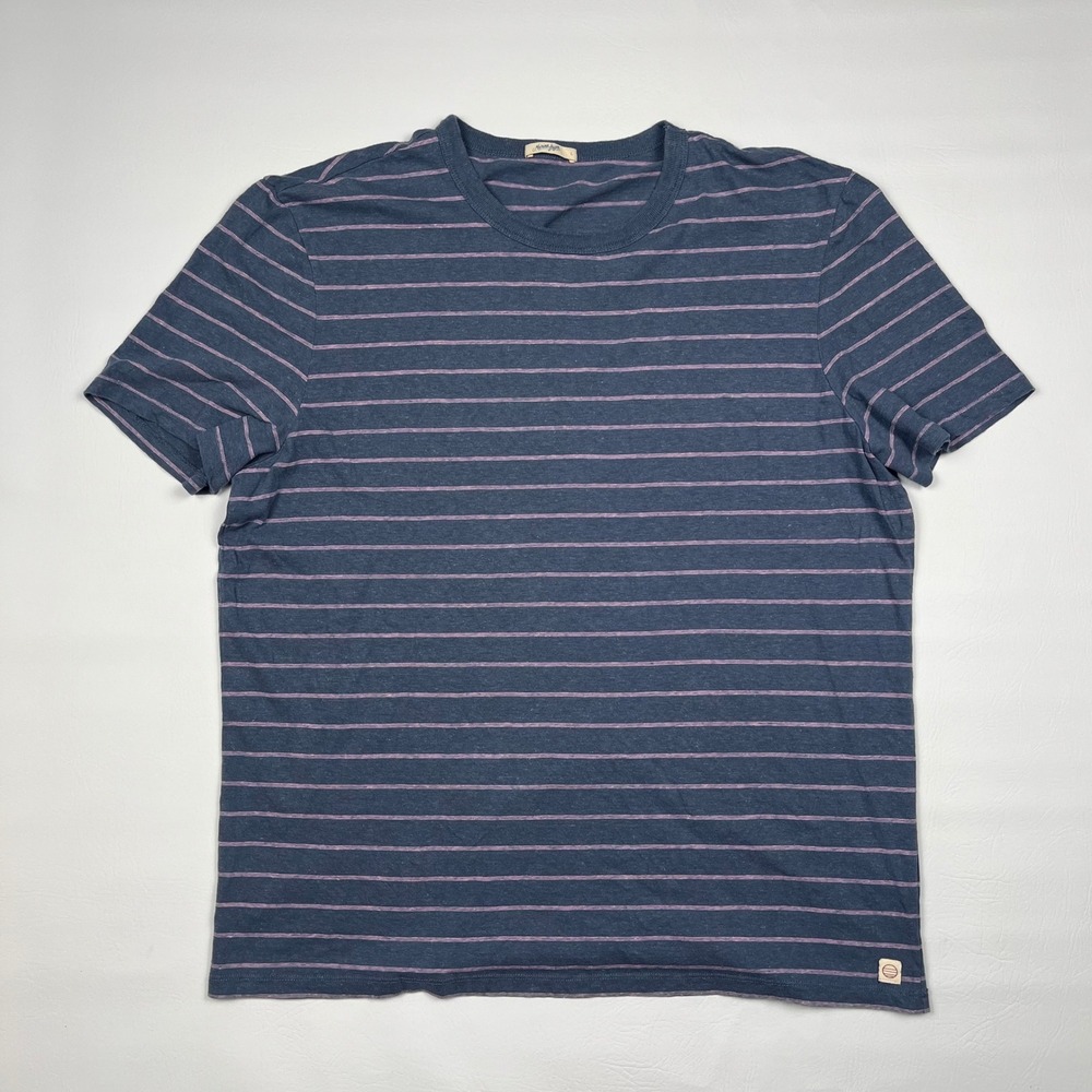 Marine Layer Striped Hemp T-Shirt Mens Large Blue Pink Tee